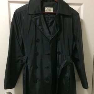 Women’s Medium Dressy Fall/Winter Rain Jacket Trench Coat Black Waterproof